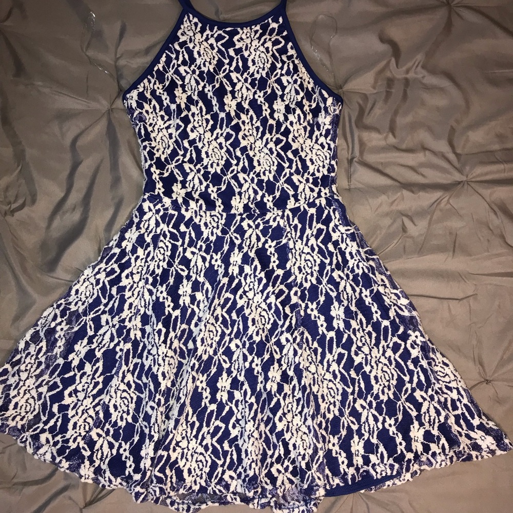 White and Blue mesh small dress